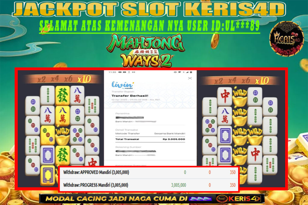 JACKPOT SLOT GACOR MAIN MAHJONG WAYS 2 10 APRIL 2025