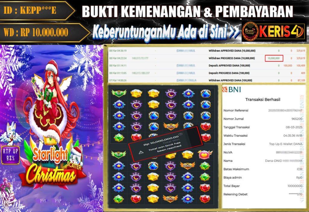 JACKPOT SLOT GACOR MAIN STARLIGHT CHRITMAS 8 MARET 2025