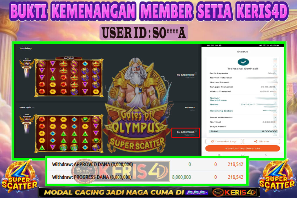 JACKPOT SLOT GACOR MAIN GATES OF OLYMPUS SUPER SCATTER 06 JUNI 2025