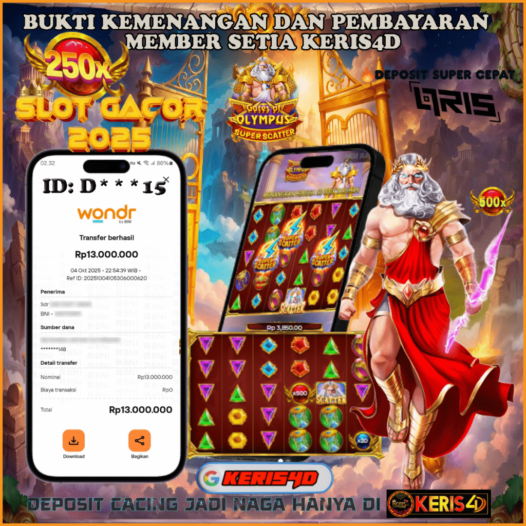 JACKPOT SLOT GACOR MAIN GATES OF OLYMPUS SUPER SCATTER 04 OKTOBER 2025